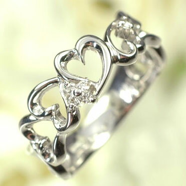 白金 - ダイヤモンド リング K18WG・ダイヤモンド0.05ct　ハートリング（指輪） 送料無料 ダイヤモンド指輪