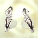 ダイヤモンド ピアス フープ K14WG・ダイヤモンド0.04ct 中折れピアス(4)
