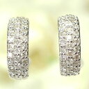 ダイヤモンド ピアス パヴェ 1カラット K18WG・ダイヤモンド1.0ct 中折れパヴェピアス