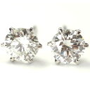 プラチナ ダイヤモンド ピアス 一粒 1カラット プラチナ・ダイヤ1.0ct(Hカラー・SI・GOOD・鑑定書付) スタッドピアス