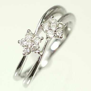 Diamond - ダイヤモンド リング K18WG・ダイヤモンド0.31ct　ダブルフラワーリング（指輪） ダイヤモンド指輪