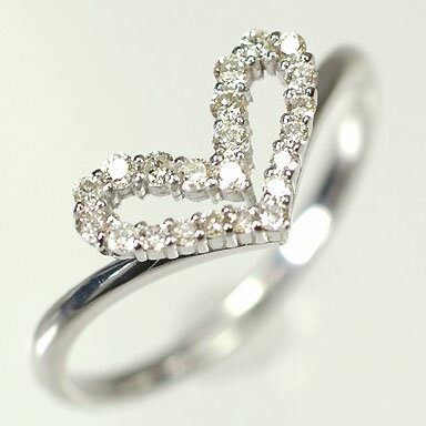 ダイヤモンド リング K18WG?ダイヤモンド0.2ct　オープンハートリング（指輪） ダイヤモンド指輪