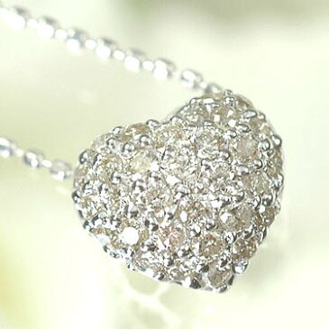 ダイヤモンド ネックレスK18WG・ダイヤモンド0.25ct ハートパヴェペンダント(ネックレス)