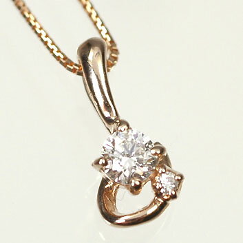 ダイヤモンド ネックレス ピンクゴールド K18PG・ダイヤ0.11ct（H&C・鑑別書カード付）　シンプルペンダント（ネックレス）