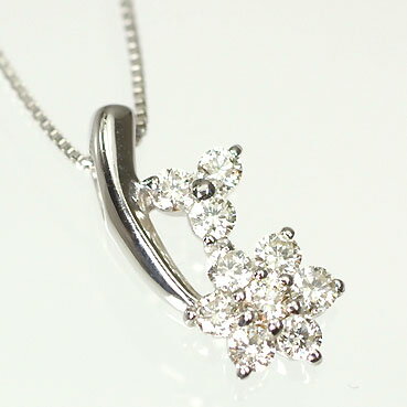 ダイヤモンド ネックレス スウィートテンK18WG・ダイヤ0.3ct（SIクラス・鑑別書カード付）　フラワー10ペンダント(ネックレス)【10周年記念ジュエリー】【大切な方へ】