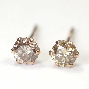 ダイヤモンドピアス ピンクゴールド 一粒 K18 PG ブラウンダイヤモンド0.3ct ダイヤモンド 0.3カラット 一粒 ピアス ダイヤ ダイヤモンド ピアス 18金 ピアス 18K スタッドピアス 両耳用