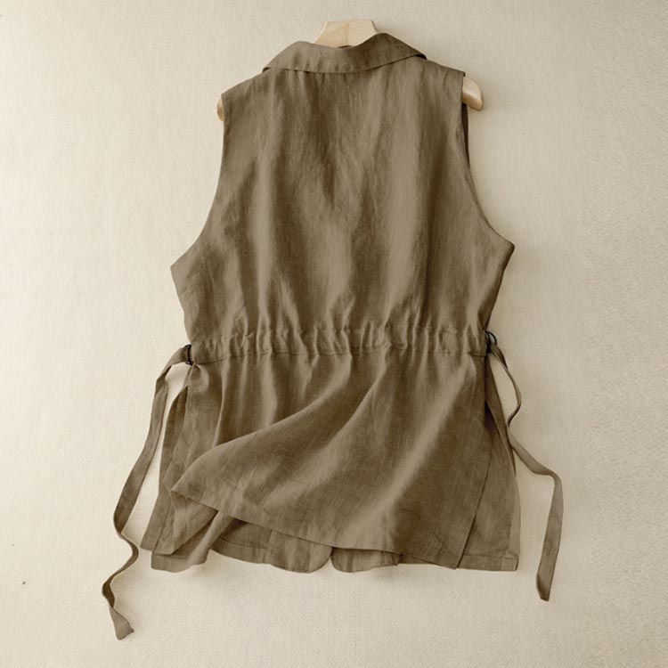 ブレザーベスト ロングジレ 羽織り ミドル丈 ジレ アウター ミドル丈 綿麻 ノースリーブ ベスト レディース リネン 春 夏 秋 送料無料 ノースリーブ テーラードジャケット ジレベスト オフィスカジュアル ジャケット