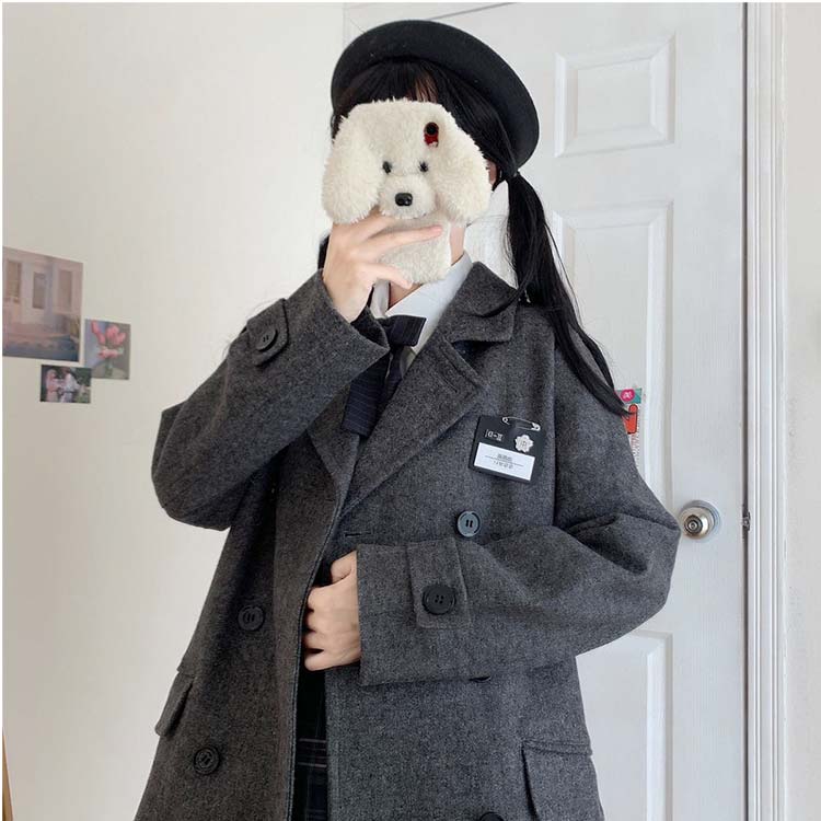 ピーコート レディース 女子 ネイビー 制服 ボタン オフィス ロング丈 秋冬 Pコート 通学 かわいい 学生 95 Off 厚手 おしゃれ 紺 グレー 通勤 スクール ライナー付き