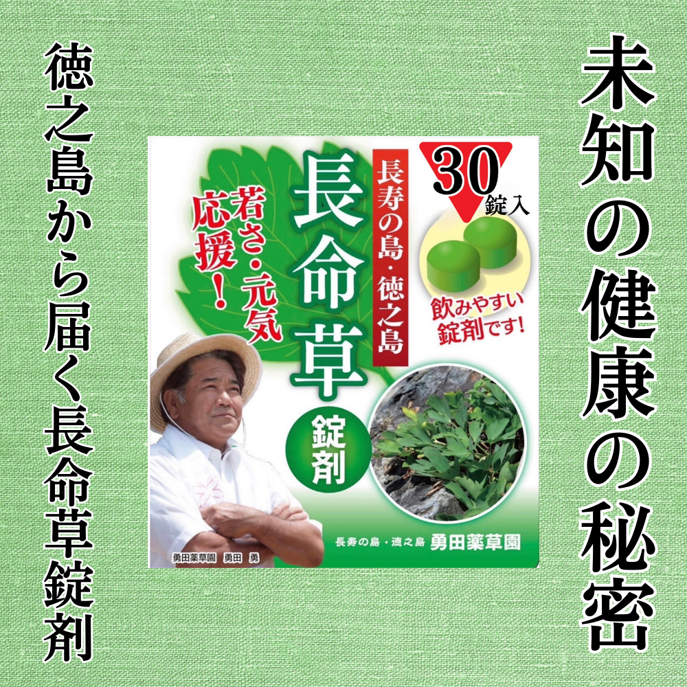 長命草 錠剤 1袋 30錠入り お試し おひとり様 5袋限定 健康 サプリ ダイエット エイジングケア 送料無料 徳之島 ポイント消化 勇田薬草園 ボタンボウフウ 牡丹防風 更年期 鉄分 亜鉛 ビタミン サンプル トライアル