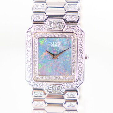 【中古】時計　腕時計　メンズ腕時計　セイコー　クレドール　SEIKO CREDOR 5A74-3A90 クォーツ　K18　18金ホワイトゴールド　ダイヤモンド　139g　オパール文字盤　メンズウォッチ　ブランドウォッチ