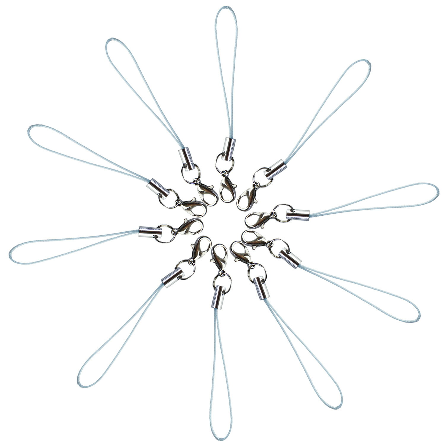 樂天商城 - カニカン付き携帯ストラップ ライトブルー 二重リング付き キーホルダー リングストラップ 10本入 きらきらぷんぷん丸 STP-015