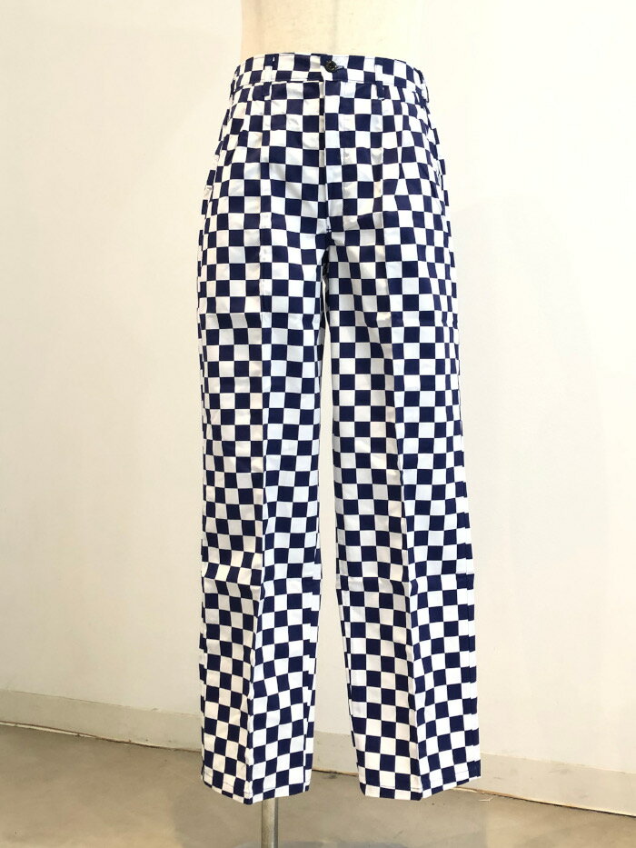 《返品 交換 不可》【SALE】Regency Works リージェンシーワークス プリーツパンツ 2Pleats Pants Made In England W006CC RYL/WHT ネイビー ホワイト 市松 フラッグチェック メンズ レディース ユニセックス