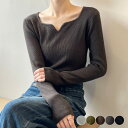 ニット レディース トップス Tシャツ ストレッチ スリットネック キーネック トップス カットソー エレガント シンプル 秋 冬 グリーン ホワイト グレー ブラック ブラウン 韓国