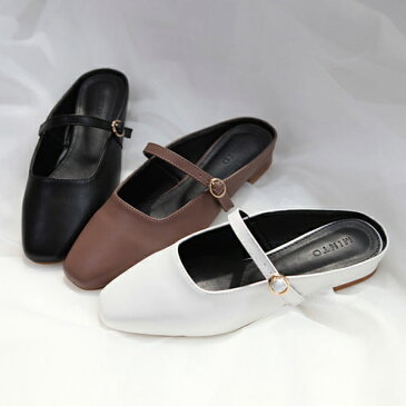 パンプス フラット フロントストラップ ブラック ワインレッド ホワイト ぺたんこ ペタンコ レディース 靴 婦人靴