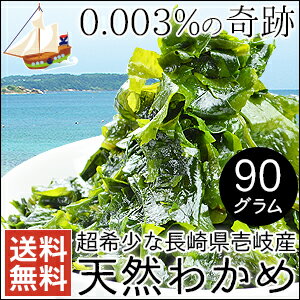 [メール便送料無料]長崎県産天然わかめ／乾燥カットワカメ90g／残留放射能検査済みで安心！(国産)(安心)(安全)(若布)(九州)(奇跡)(買い回り)(巡礼)(非常食)(防災食)(保存食)(1000円)(ぽっきり)(ポッキリ)