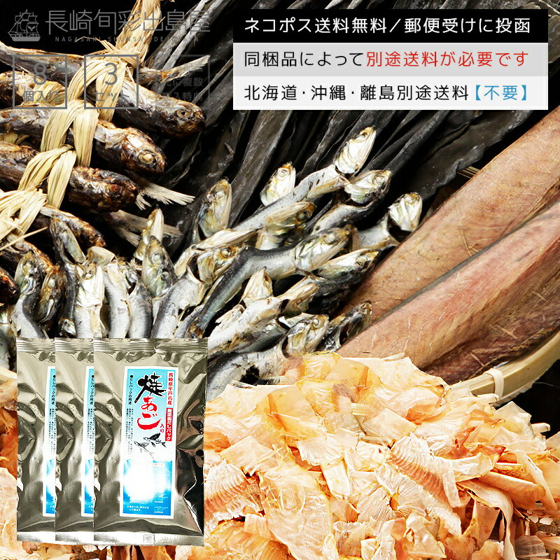 【ネコポス送料無料】ポイント消化 無添加 国産 長崎加工 焼き飛魚入り無添加だしパック 64g 8g 8袋 3個セット 全国一律送料無料 ポスト投函 郵便受け投函 出島屋【冷凍送料別商品の同梱不可】