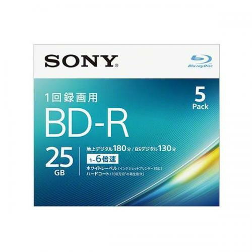 【7/18限定ポイント4倍】SONY 6倍速対応 BD-R 1層 ビデオ用ブルーレイディスク 5枚パ
