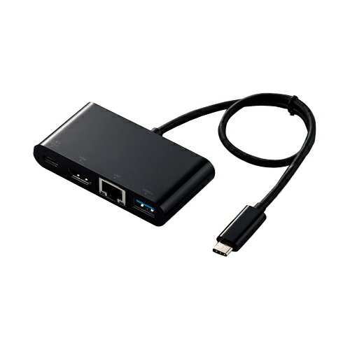 GR ELECOM Type-ChbLOXe[V USB(3.0)1|[g HDMI1|[g LAN|[g 30cmP[u DST-C09BK ubN qDSTC09BKr