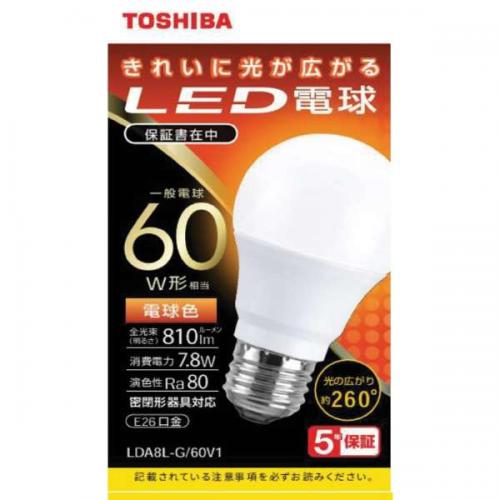 東芝 TOSHIBA LED電球 全方向 電球色 60W形相当 LDA8L-G/60V1 〈LDA8LG60V1〉