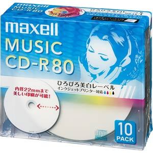 マクセル maxell 音楽用CD-R 80分 10枚 CDRA80WP.10S 〈CDRA80WP10S〉