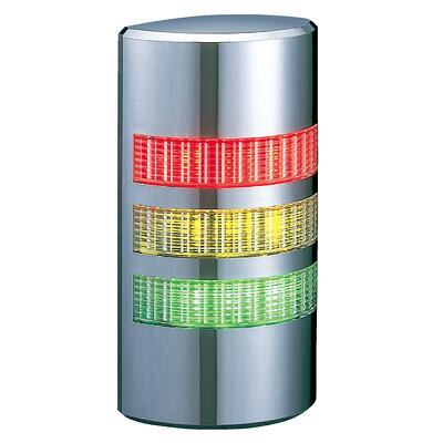 パトライト 薄型LED壁面取付け積層信号灯　クロムメッキ仕様　WE-302　3段　点灯　AC/DC24V　赤・黄・緑