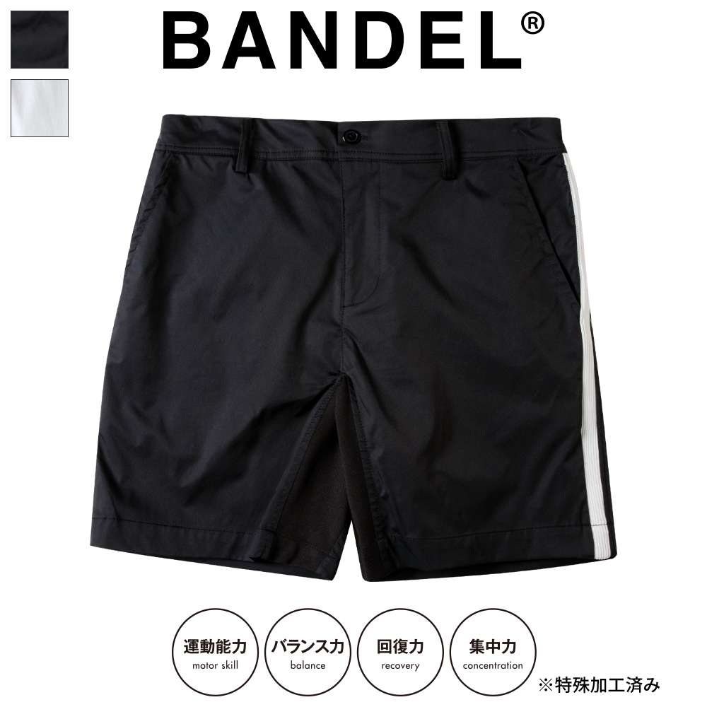 【買回り中10倍〜】【着後レビューでBANDELグッズ！】BANDEL バンデル ショーツ Water Repellent GOLF Pants Short BG-TCNSP002 BLACKxWHITE WHITExBLACK短パン ショートパンツ 黒 ブラック 白 ホワイト メンズ リブ ライン 吸汗 速乾