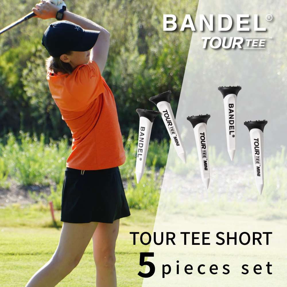 BANDEL バンデル ティー BANDEL TOUR TEE SHORT 5 pieces set BG-TTS001 WHITExBLACK ホワイトxブラックTEE ゴルフ GOLF ロゴ ツアーティー 片山晋呉 ショートティー ディポットツール兼用 ゴム素材