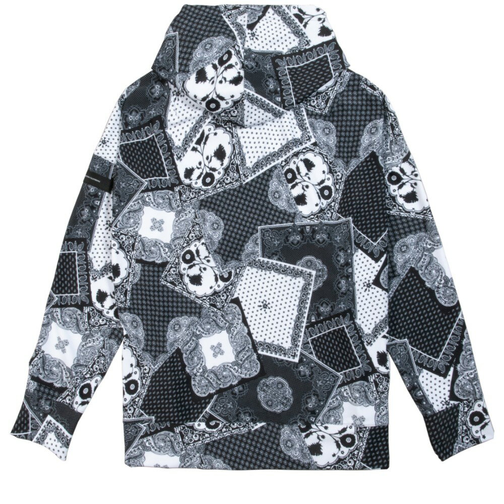 【9/1最大8倍】RESOUND CLOTHING リサウンドクロージング フーディー Paisley RUSH loose hoodie RC24-C-001 BLACK WHITEリサウンドクロージング パーカー ラッシュガード 黒 白 ペイズリー柄 バンダナ柄 ドロップショルダー オーバーサイズ