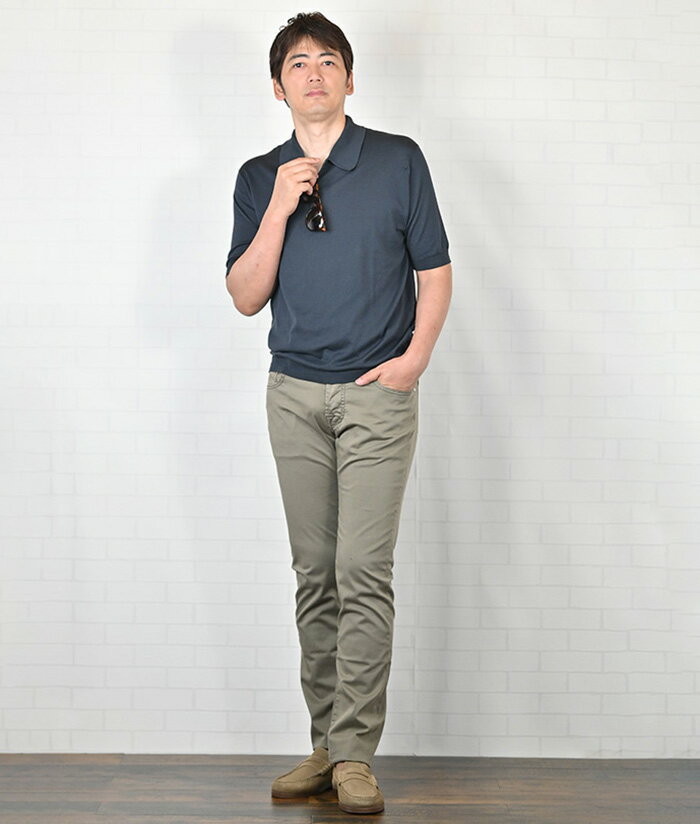 ジョンスメドレー ネイビー　リネン　半袖シャツ　Lサイズ　ドット柄 JOHN SMEDLEY｜ジョンスメドレー日本公式