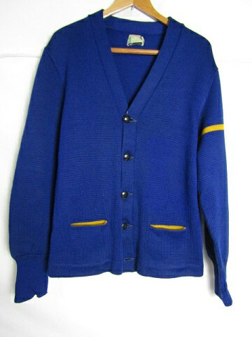 60年代製　 OCTONEK LETTERMAN'S SWEATER　レタード　カーディガン　Mサイズ位　ブルー　vintage