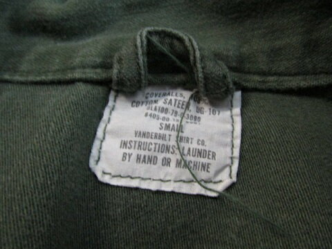79年製　U.S.ARMY COVERALLS 100％　COTTON SATEEN OG-107 オールインワン　ツナギ　TYPE1　SMALL【中古】【メンズ】【SMALL】
