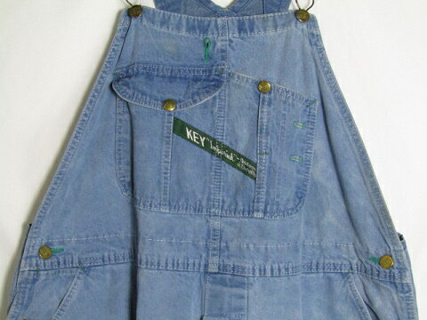 KEY キー デニム オーバーオール W42 L32相当【中古】【LARGE】【メンズ】