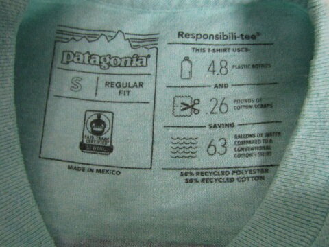 Patagonia　パタゴニア バックロゴプリント Tシャツ 39045 　Sサイズ　グリーン【SMALL】【メンズ】【中古】