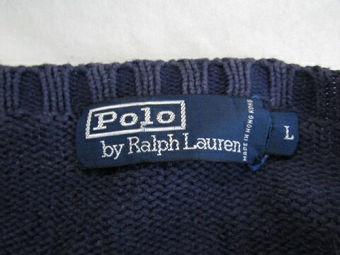 POLO Ralph Lauren 星条旗柄　ニット　コットン　セーター　ラルフローレン　ネイビー　Lサイズ【中古】【LARGE】【メンズ】