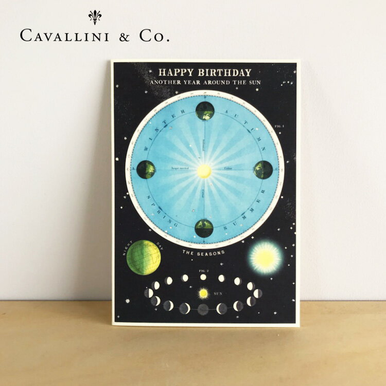 カバリーニ グリーティングカード アストロノミー バースデーカード 誕生日カード happy birthday 二つ折りカード メッセージカード 封筒付き カヴァリーニ おしゃれ CAVALLINI 宇宙 星 