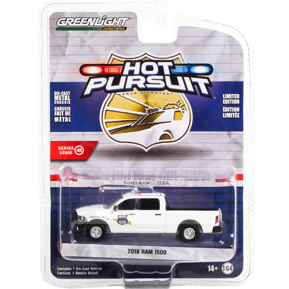 GREENLIGHT 2018 RAM 1500 - INDIANA STATE POLICE STATE TROOPERグリーンライト2018　ラム1500 - インディアナ・ステート・ポリス　ステート・トゥルーパーHOT PURSUIT SERIES 41