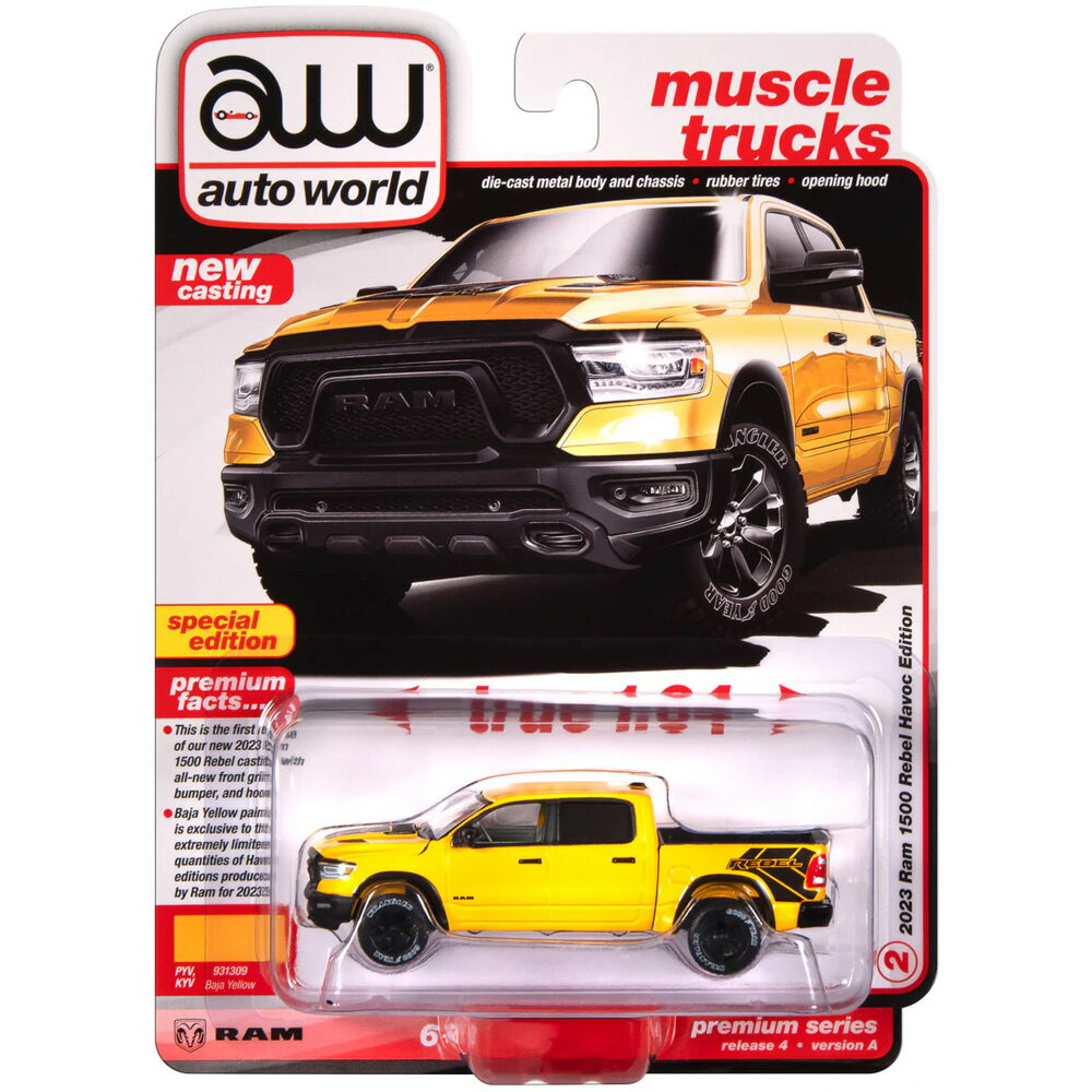 Auto World Premium Release 42023 RAM 1500 REBEL HAVOC EDITION (BAJA YELLOW)202...