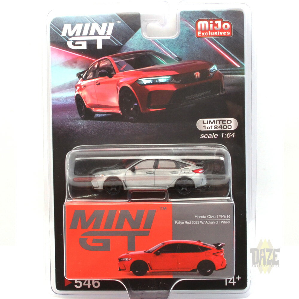 MiJo TOYS EXCLUSIVE - HONDA CIVIC TYPE R (RALLYE RED) W/ADVAN GT WHEEL (CHASE CAR)MiJo 限定 - ホンダ・シビック・タイプR (ラリーレッド)　ウィズ　アドバン GT ホイール (チェイスカー)