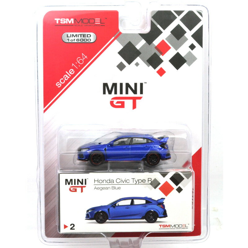 MINI GT - HONDA CIVIC TYPE R (FK8) AEGEAN BLUE-LHD ミニ　 GT 　ホンダ　シビック　タイプ R (FK8) 左ハンドル仕様 アメリカトイショップ限定