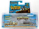 GREENLIGHT 1/64 HITCH & TOW HOLLYWOOD SERIES　VACATION 1972 FORD F100 -1979 WAGON QUEEN FAMILY TRUCKSTER & FLATBED TRAILERグリーンライト バケーション 1972　フォードF150 &1979 ワゴン・クイーン　ファミリー　トラックスター&フラットベッド・トレーラー