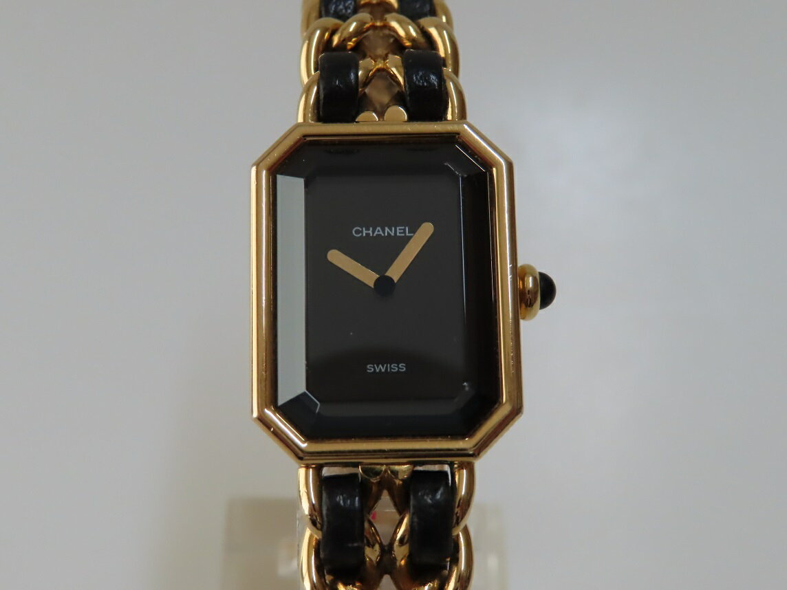 シャネル CHANEL プルミエール Lサイズ H0001 レディース QZ ブラック GP/革 【中古】 【送料無料】