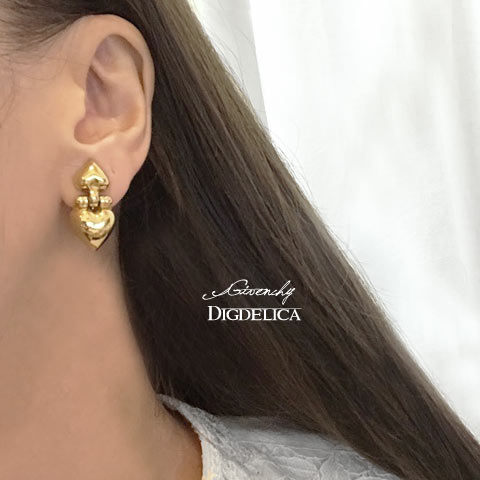 DIGDELICAの【GIVENCHY】ジバンシイ　ヴィンテージハートイヤリング　Vintage EARRING GOLD v1443【DIGDELICA】UESD中古品年代物　ジバンシー　ディデリカ｜アングル3