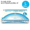 PVC 使い捨て手袋 ディスポーザブル エコ プラスチックグローブ Lサイズ 100枚入り 粉なし パウダーフリー 長谷川綿行 送料無料