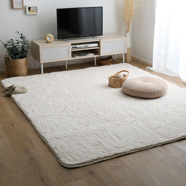 乐天商城 - ラグ 厚手 ラグマット カーペット ベージュ 洗える グレー グリーン ふわふわ シャギーラグ 200×205cm 特大 L サイズ マット グリーン ブラウン ふわふわ 冬 冬用 ふかふか ウォッシャブル CARPET 洗えるラグ 滑り止め すべり止め 床暖 絨毯 長方形 夏 夏用 春夏 200 205