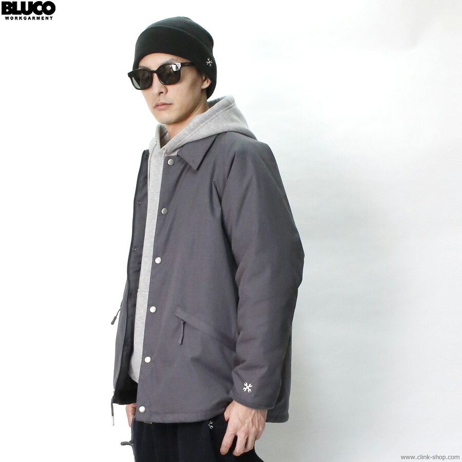 ブルコ BLUCO QUILTING COACH JACKET (CHARCOAL) [1351] コーチジャケット ラグランスリーブ 撥水加工 高密度T/C生地 中綿入りキルティング