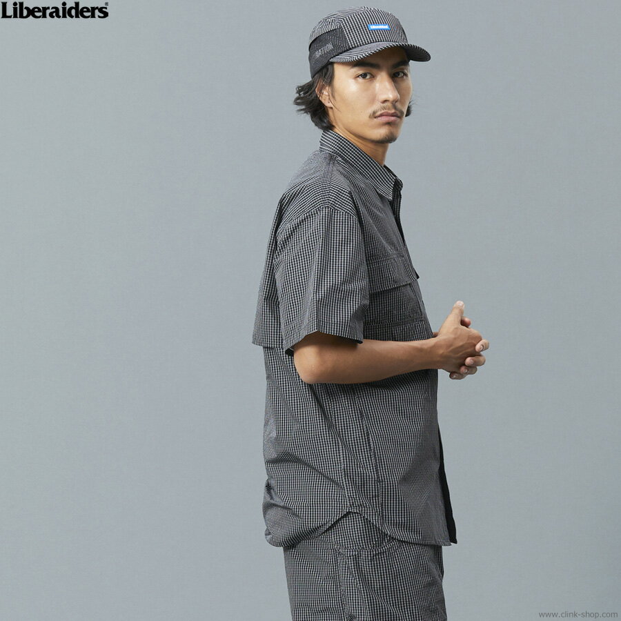 リベレイダーズ LIBERAIDERS GRID CLOTH S/S SHIRT (BLACK) #70201 メンズ トップス シャツ 半袖 ワイドシルエット ブラック