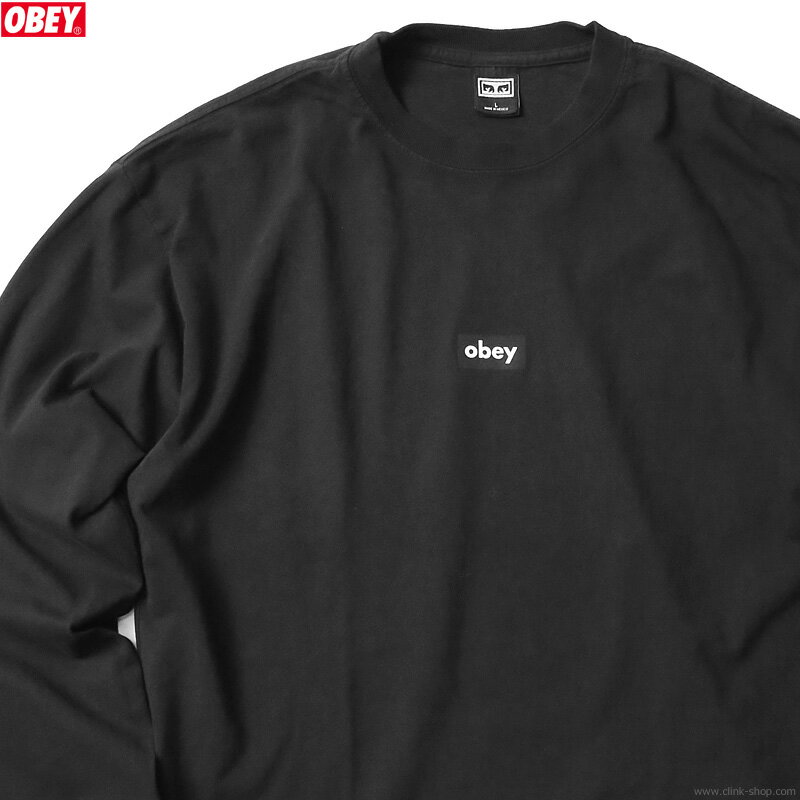 OBEY オベイ OBEY HEAVYWEIGHT TEE L/S "OBEY BLACK BAR" (OFF BLACK) メンズ Tシャツ 長袖 ロンT