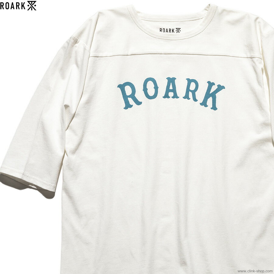 ロアーク リバイバル ROARK REVIVAL "MEDIEVAL LOGO" 3/4 SLEEVE TEE (WHITE) メンズ Tシャツ フットボール ルーズ ゆったり オーバーサイズ