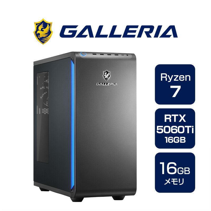 FUJITSU - デスクトップパソコン ガレリア GALLERIA XPR7A-R56T16G-GD Ryzen 7 7700搭載 Ryzen 7 7700 RTX5060Ti SSD1TB メモリ16GB Windows 11 Home 23491-4784