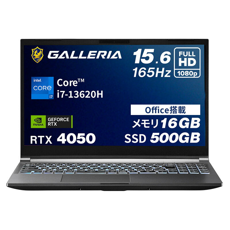 ガレリア ゲーミングノートPC ノートパソコン Core i7-13620H RTX 4050 メモリ 16GB / SSD 500GB Windows 11 Home Office塔載 15.6インチ 165Hz GALLERIA RL7C-R45-5N 20325-3406